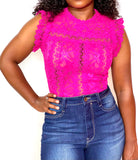 Laura Lace Bodysuit Hot Pink